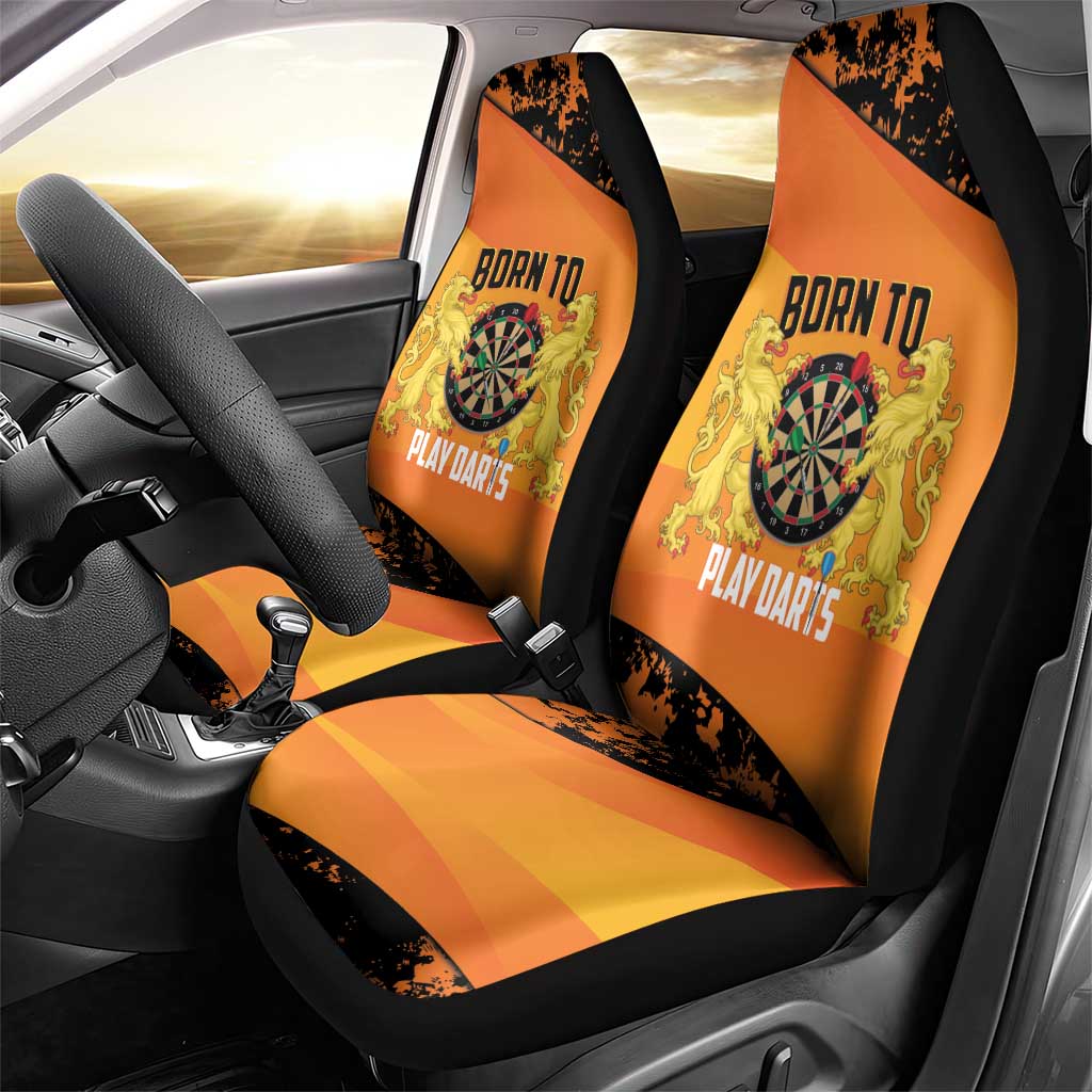 Netherlands Darts Car Seat Cover Born To Play Darts Grunge Style - Wonder Print Shop