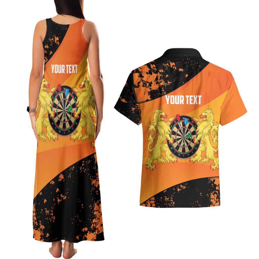 Personalised Netherlands Darts Couples Matching Tank Maxi Dress and Hawaiian Shirt Born To Play Darts Grunge Style - Wonder Print Shop