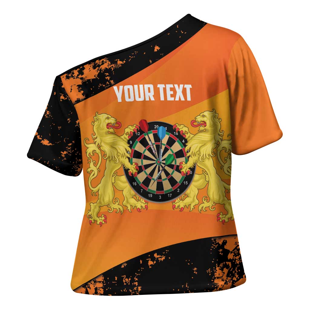 Personalised Netherlands Darts Cross Shoulder Shirt Born To Play Darts Grunge Style - Wonder Print Shop