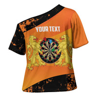Personalised Netherlands Darts Cross Shoulder Shirt Born To Play Darts Grunge Style - Wonder Print Shop
