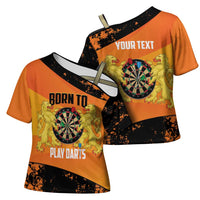 Personalised Netherlands Darts Cross Shoulder Shirt Born To Play Darts Grunge Style - Wonder Print Shop