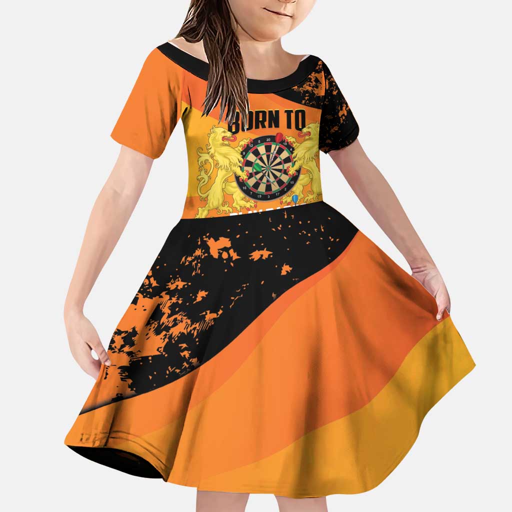 Personalised Netherlands Darts Family Matching Mermaid Dress and Hawaiian Shirt Born To Play Darts Grunge Style - Wonder Print Shop