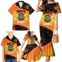 Personalised Netherlands Darts Family Matching Mermaid Dress and Hawaiian Shirt Born To Play Darts Grunge Style - Wonder Print Shop