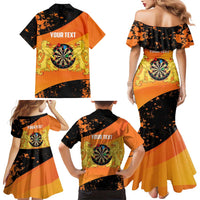 Personalised Netherlands Darts Family Matching Mermaid Dress and Hawaiian Shirt Born To Play Darts Grunge Style - Wonder Print Shop