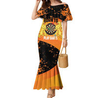 Personalised Netherlands Darts Family Matching Mermaid Dress and Hawaiian Shirt Born To Play Darts Grunge Style - Wonder Print Shop