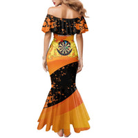 Personalised Netherlands Darts Family Matching Mermaid Dress and Hawaiian Shirt Born To Play Darts Grunge Style - Wonder Print Shop