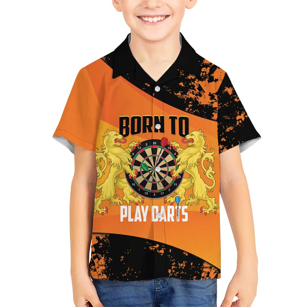 Personalised Netherlands Darts Family Matching Mermaid Dress and Hawaiian Shirt Born To Play Darts Grunge Style - Wonder Print Shop