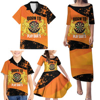 Personalised Netherlands Darts Family Matching Puletasi and Hawaiian Shirt Born To Play Darts Grunge Style - Wonder Print Shop