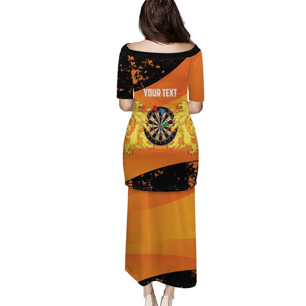 Personalised Netherlands Darts Family Matching Puletasi and Hawaiian Shirt Born To Play Darts Grunge Style - Wonder Print Shop