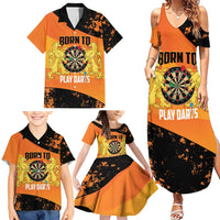 Personalised Netherlands Darts Family Matching Summer Maxi Dress and Hawaiian Shirt Born To Play Darts Grunge Style - Wonder Print Shop