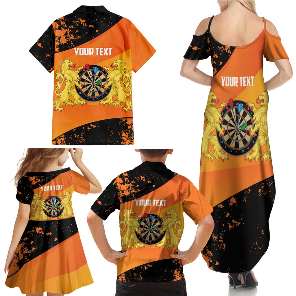 Personalised Netherlands Darts Family Matching Summer Maxi Dress and Hawaiian Shirt Born To Play Darts Grunge Style - Wonder Print Shop