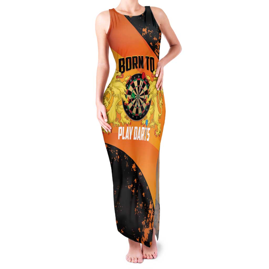 Personalised Netherlands Darts Family Matching Tank Maxi Dress and Hawaiian Shirt Born To Play Darts Grunge Style - Wonder Print Shop