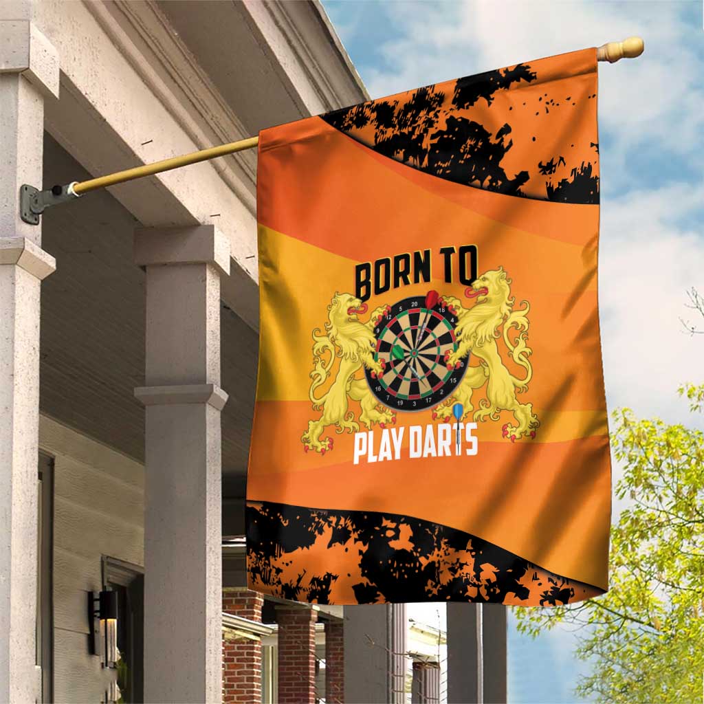 Netherlands Darts Garden Flag Born To Play Darts Grunge Style - Wonder Print Shop