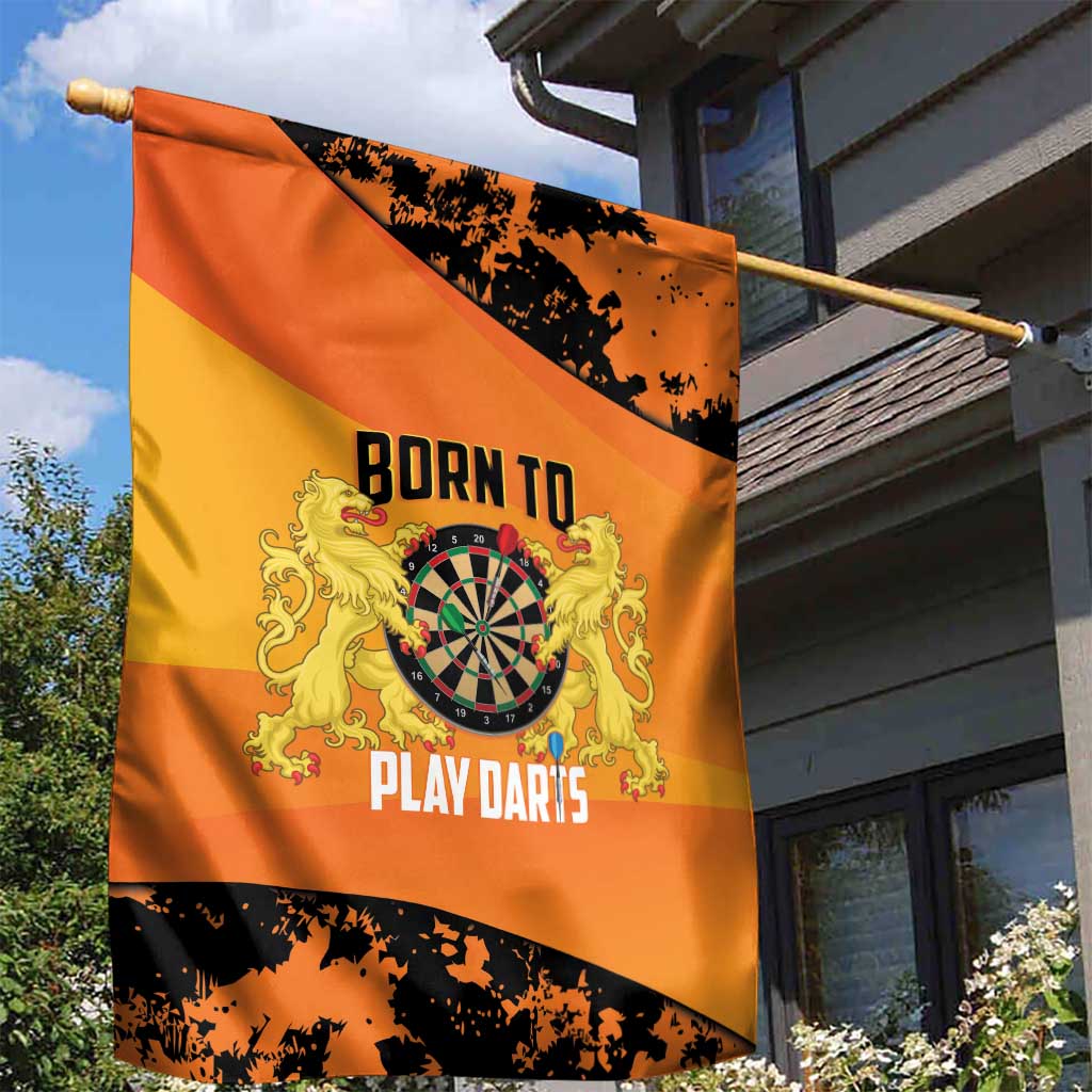 Netherlands Darts Garden Flag Born To Play Darts Grunge Style - Wonder Print Shop