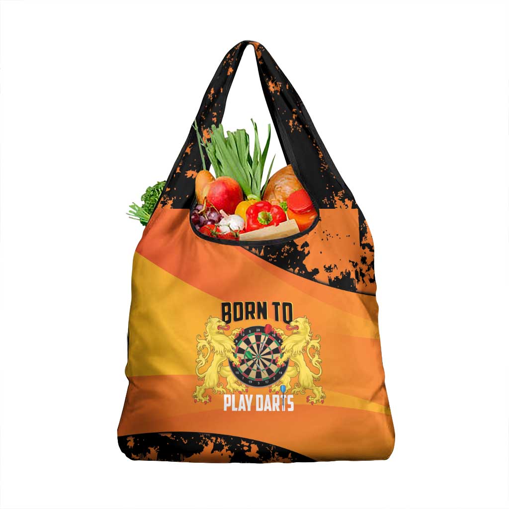 Netherlands Darts Grocery Bag Born To Play Darts Grunge Style - Wonder Print Shop