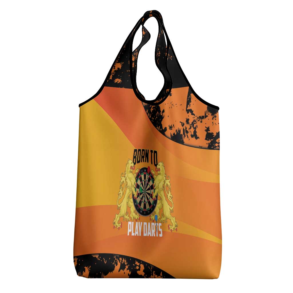 Netherlands Darts Grocery Bag Born To Play Darts Grunge Style - Wonder Print Shop