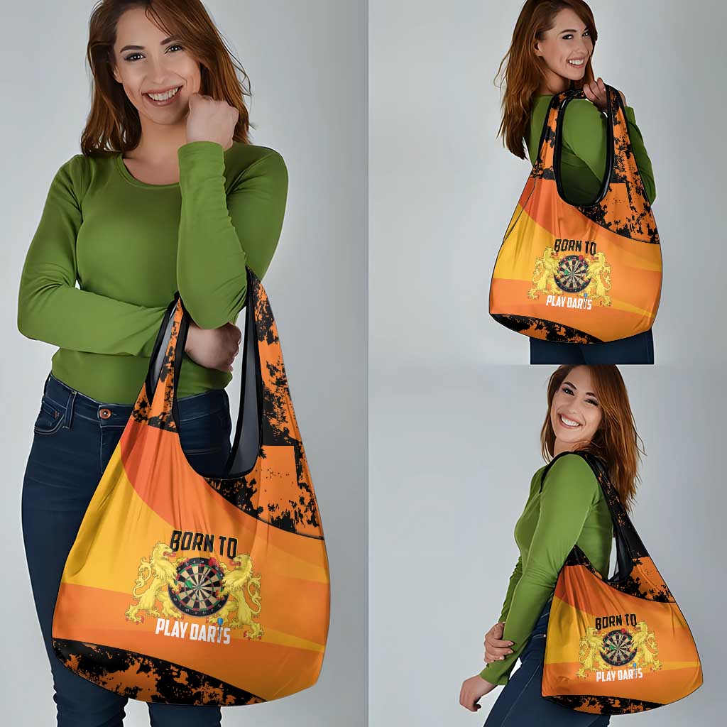 Netherlands Darts Grocery Bag Born To Play Darts Grunge Style - Wonder Print Shop