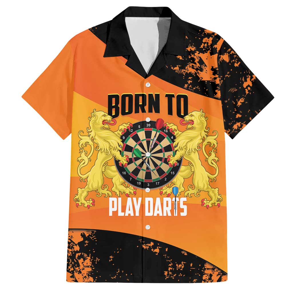 Personalised Netherlands Darts Hawaiian Shirt Born To Play Darts Grunge Style - Wonder Print Shop