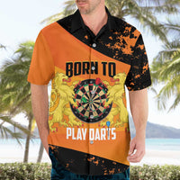 Personalised Netherlands Darts Hawaiian Shirt Born To Play Darts Grunge Style - Wonder Print Shop
