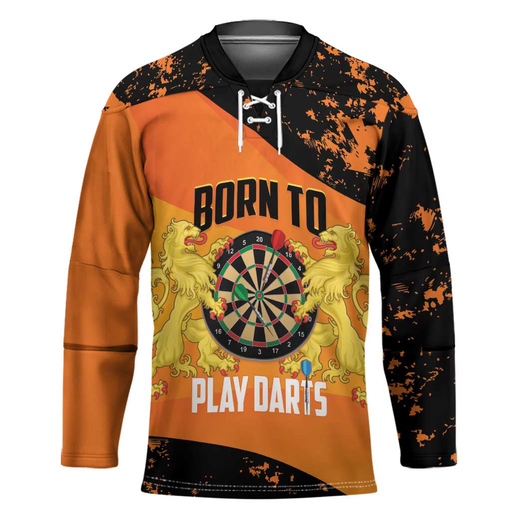Personalised Netherlands Darts Hockey Jersey Born To Play Darts Grunge Style - Wonder Print Shop