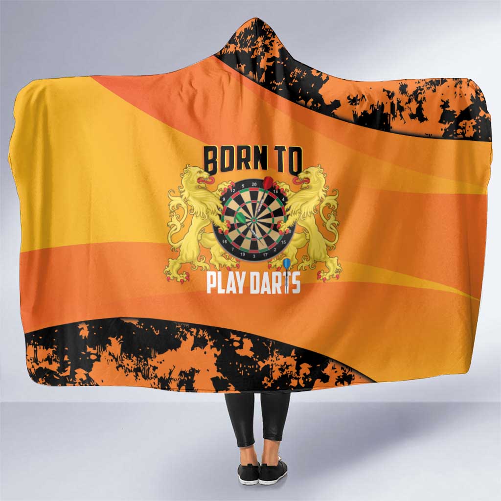 Netherlands Darts Hooded Blanket Born To Play Darts Grunge Style - Wonder Print Shop