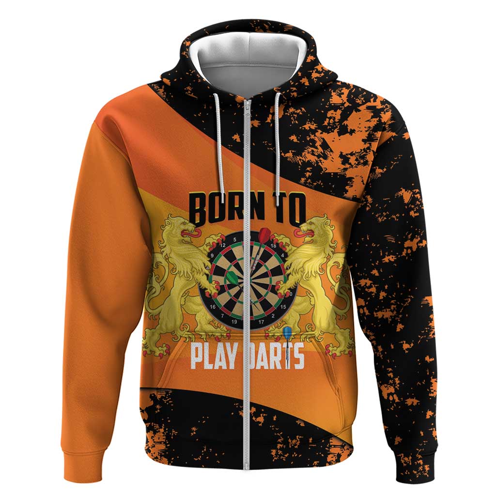 Personalised Netherlands Darts Hoodie Born To Play Darts Grunge Style - Wonder Print Shop