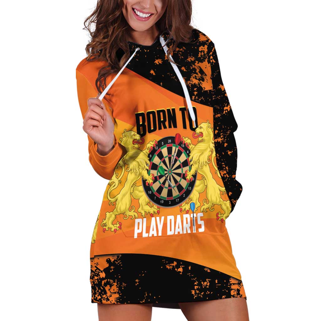 Personalised Netherlands Darts Hoodie Dress Born To Play Darts Grunge Style - Wonder Print Shop