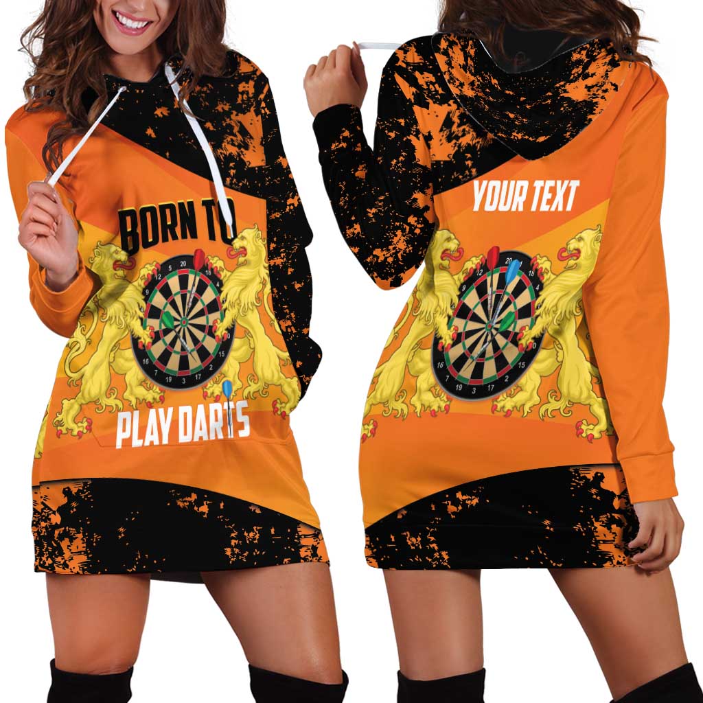 Personalised Netherlands Darts Hoodie Dress Born To Play Darts Grunge Style - Wonder Print Shop