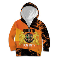Personalised Netherlands Darts Kid Hoodie Born To Play Darts Grunge Style - Wonder Print Shop