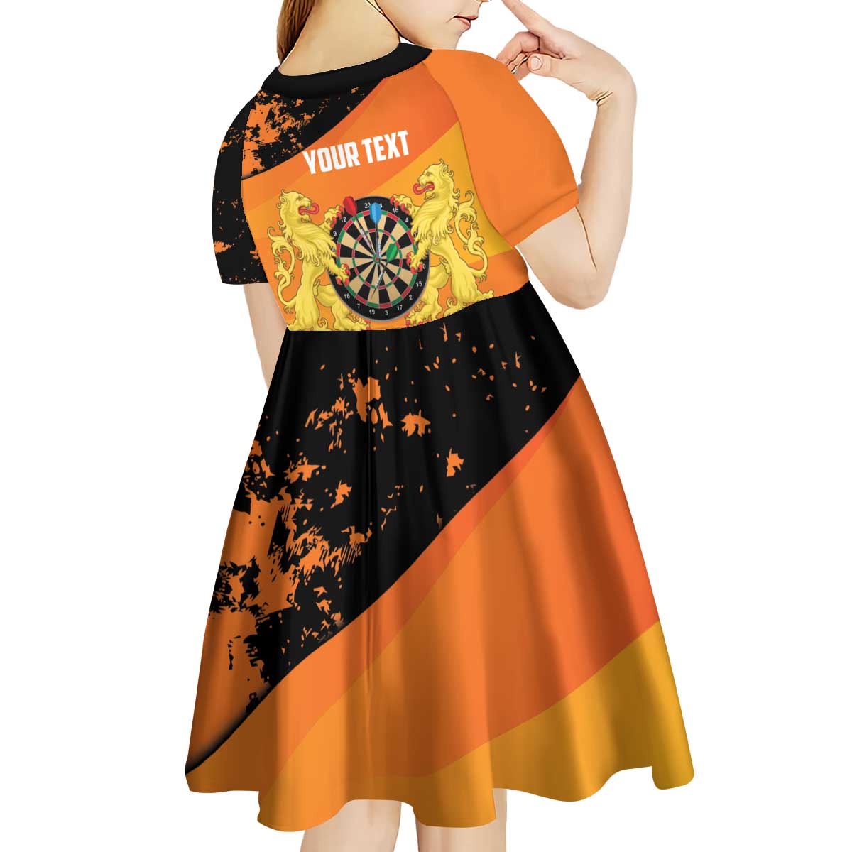 Personalised Netherlands Darts Kid Short Sleeve Dress Born To Play Darts Grunge Style - Wonder Print Shop