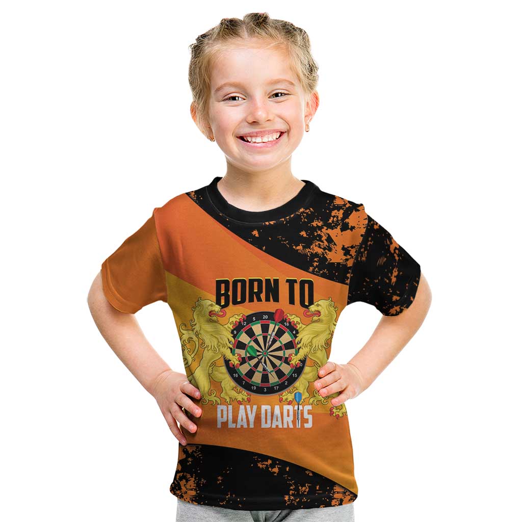 Personalised Netherlands Darts Kid T Shirt Born To Play Darts Grunge Style - Wonder Print Shop