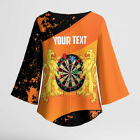 Personalised Netherlands Darts Kimono Sleeve Blouse Born To Play Darts Grunge Style - Wonder Print Shop
