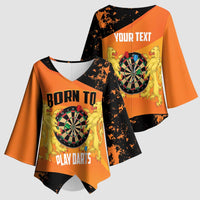 Personalised Netherlands Darts Kimono Sleeve Blouse Born To Play Darts Grunge Style - Wonder Print Shop