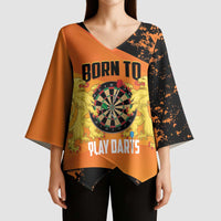 Personalised Netherlands Darts Kimono Sleeve Blouse Born To Play Darts Grunge Style - Wonder Print Shop