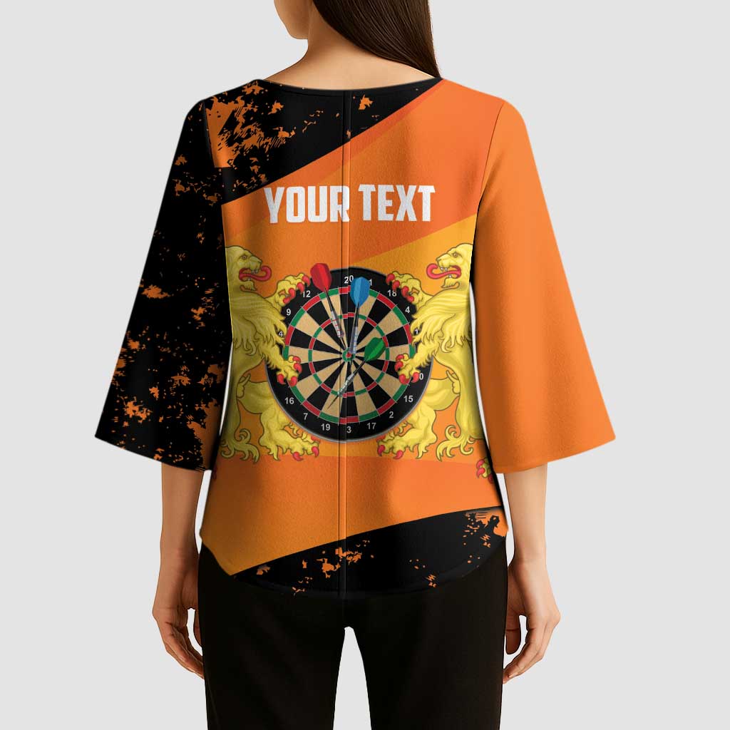 Personalised Netherlands Darts Kimono Sleeve Blouse Born To Play Darts Grunge Style - Wonder Print Shop
