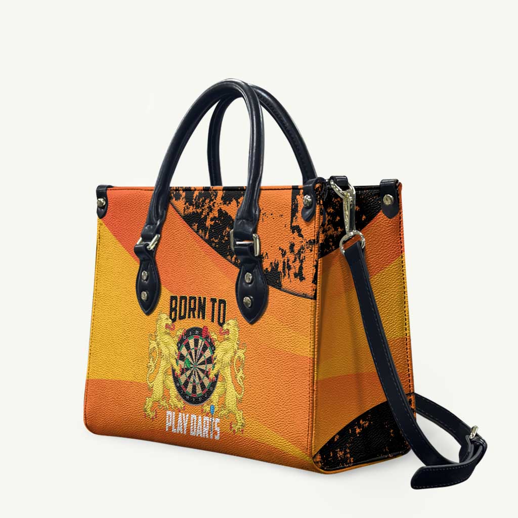 Netherlands Darts Leather Bag Born To Play Darts Grunge Style - Wonder Print Shop
