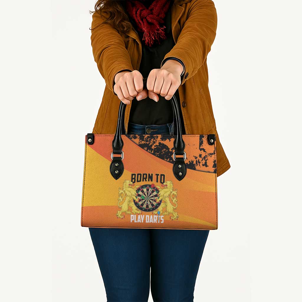 Netherlands Darts Leather Bag Born To Play Darts Grunge Style - Wonder Print Shop
