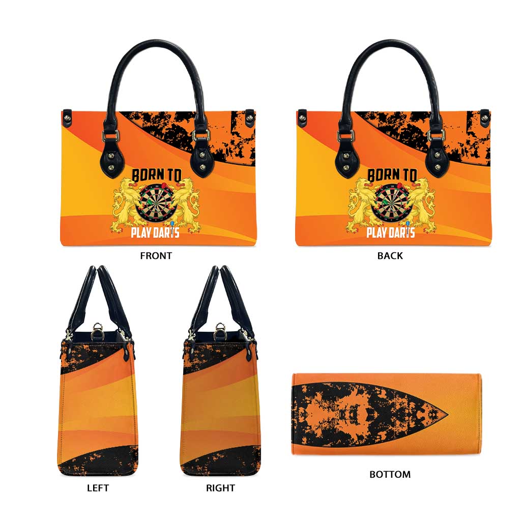 Netherlands Darts Leather Bag Born To Play Darts Grunge Style - Wonder Print Shop
