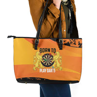 Netherlands Darts Leather Tote Bag Born To Play Darts Grunge Style - Wonder Print Shop
