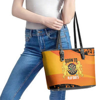 Netherlands Darts Leather Tote Bag Born To Play Darts Grunge Style - Wonder Print Shop