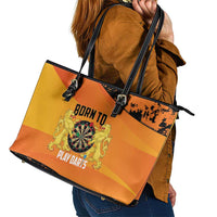 Netherlands Darts Leather Tote Bag Born To Play Darts Grunge Style - Wonder Print Shop