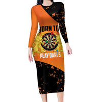 Personalised Netherlands Darts Long Sleeve Bodycon Dress Born To Play Darts Grunge Style - Wonder Print Shop