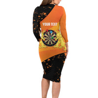 Personalised Netherlands Darts Long Sleeve Bodycon Dress Born To Play Darts Grunge Style - Wonder Print Shop