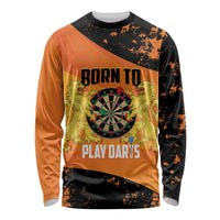 Personalised Netherlands Darts Long Sleeve Shirt Born To Play Darts Grunge Style - Wonder Print Shop