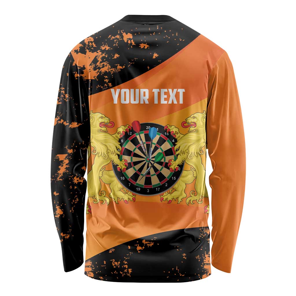 Personalised Netherlands Darts Long Sleeve Shirt Born To Play Darts Grunge Style - Wonder Print Shop