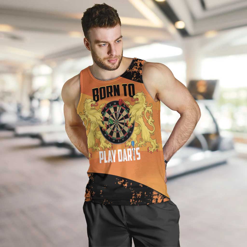 Personalised Netherlands Darts Men Tank Top Born To Play Darts Grunge Style - Wonder Print Shop
