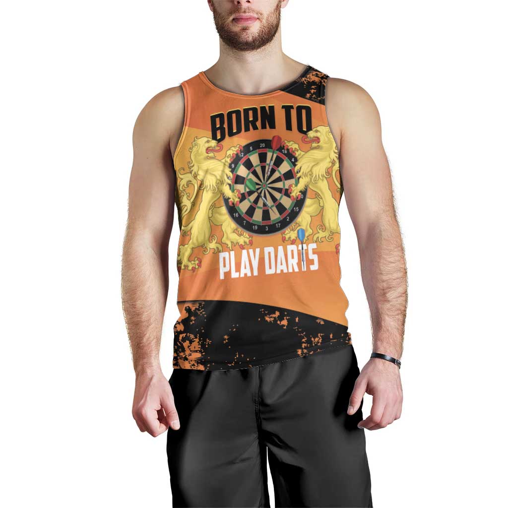 Personalised Netherlands Darts Men Tank Top Born To Play Darts Grunge Style - Wonder Print Shop