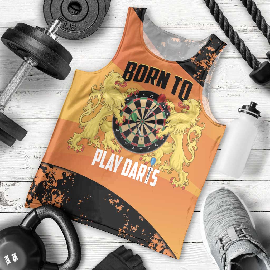 Personalised Netherlands Darts Men Tank Top Born To Play Darts Grunge Style - Wonder Print Shop