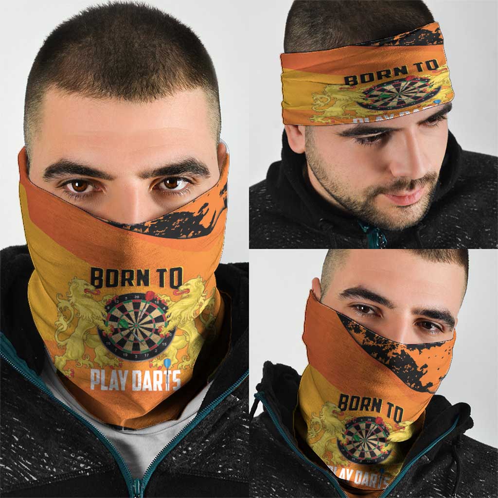Netherlands Darts Neck Gaiter Born To Play Darts Grunge Style - Wonder Print Shop