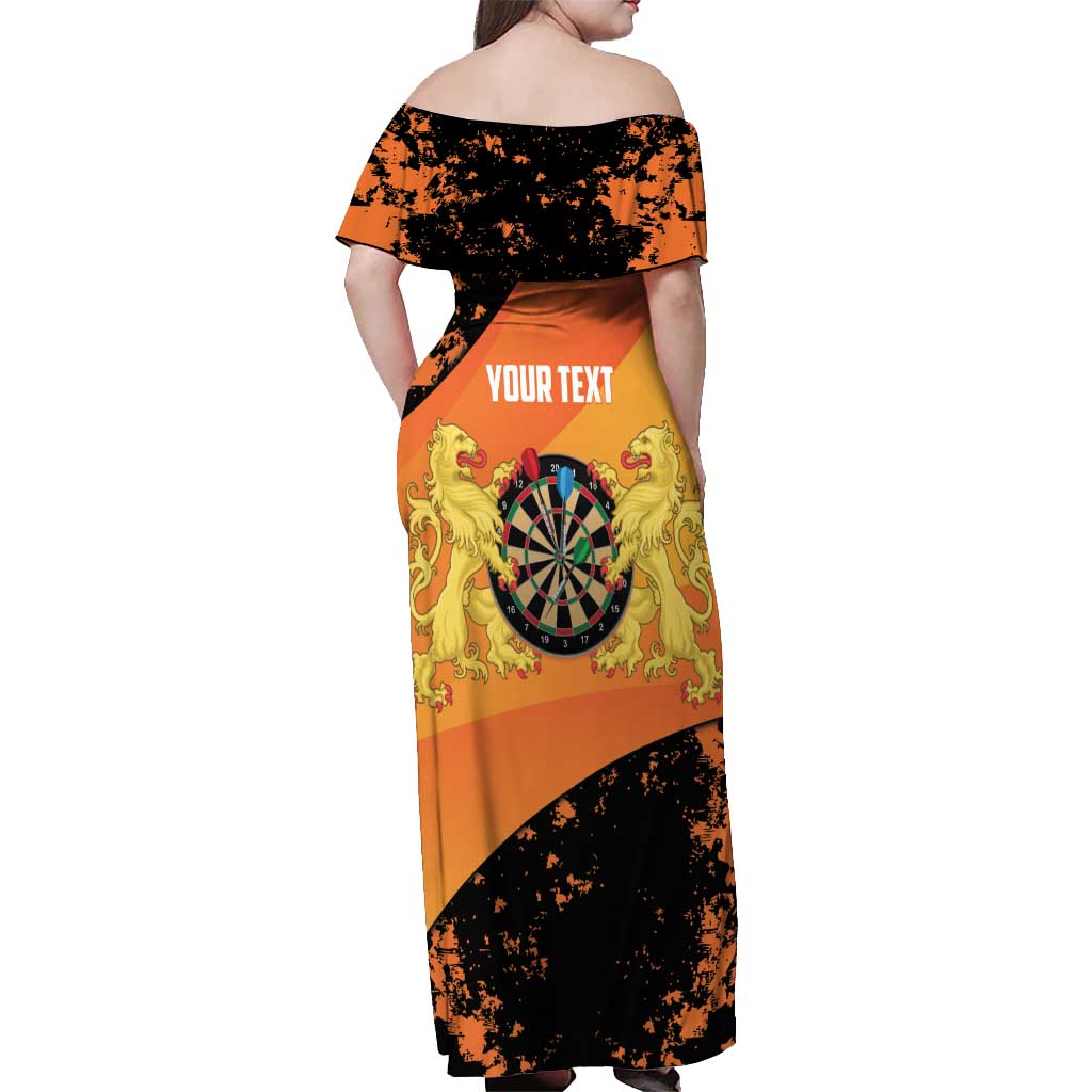 Personalised Netherlands Darts Off Shoulder Maxi Dress Born To Play Darts Grunge Style - Wonder Print Shop